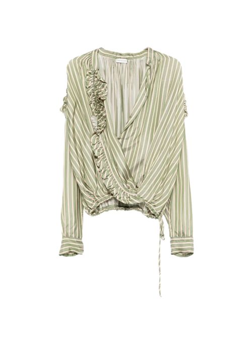 Dries Van noten camicia cenver bis ruffled striped DRIES VAN NOTEN | 261-010745-3274604 GREEN